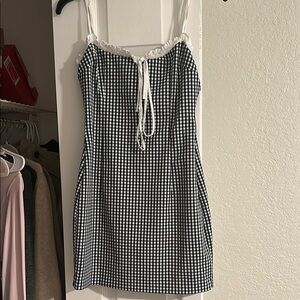 Zara - Navy and White Gingham Dress